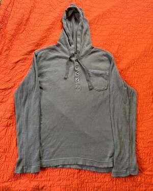 Calvin Klein Grey Waffle Knit Snap Henley Hoodie